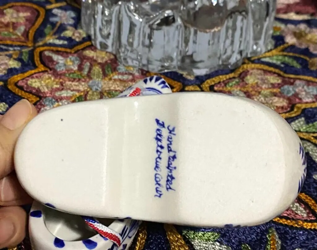 HOLLAND Delft El Boyama Damgalı Porselen Ayakkabı & Çift - 9