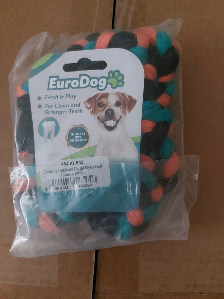 EuroDog Düğümlü Diş İpi Siyah Yeşil Turuncu 42cm - 3