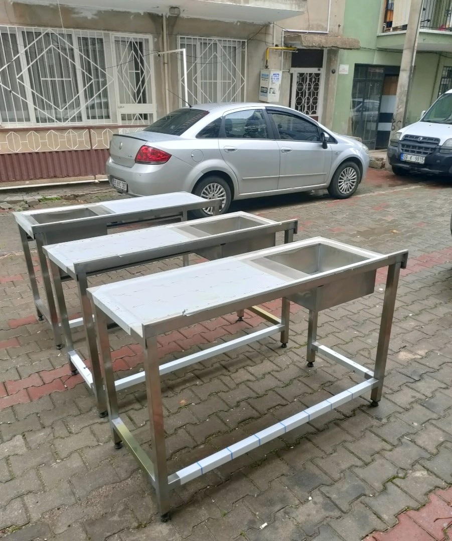 krom evye bulaşık yıkama lavabosu krom eviye tezgah hazır mutfak - 6