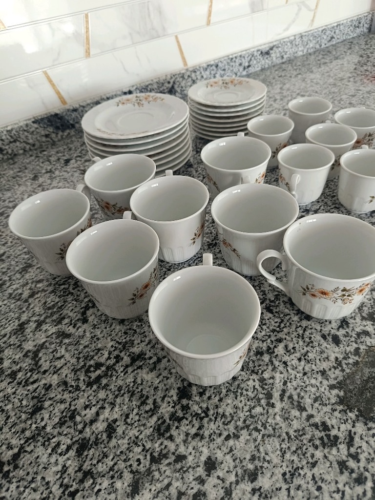Çiçek Desenli Porselen Kahve ve Çay Fincanı Takımı - 3