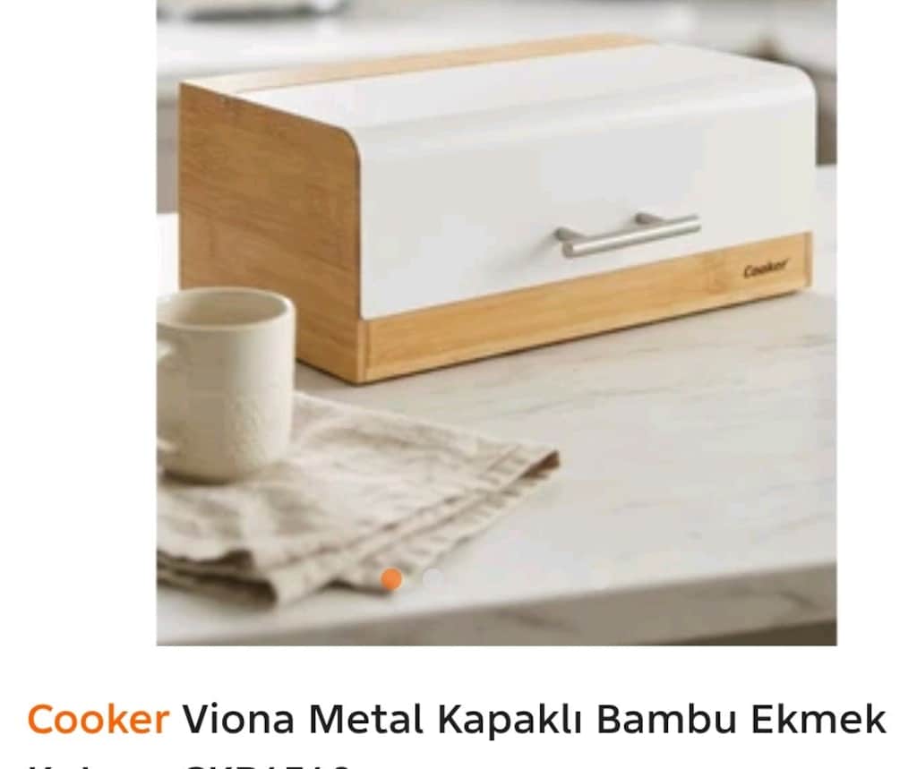 İKEA BAMBU, BEYAZ METAL KAPAKLI EKMEK KUTUSU. - 2