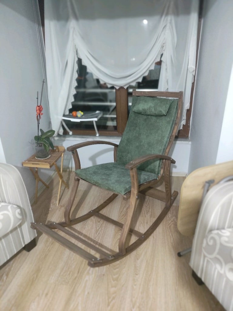 Emideco Ahşap Sallanır Sandalye, Sallanan Dinlenme Sandalyesi, Haki - 4