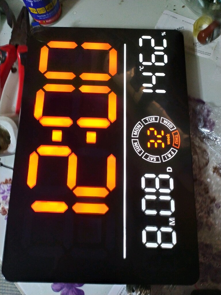 djital saat büyük boy 2 renk turuncu beyaz - 4