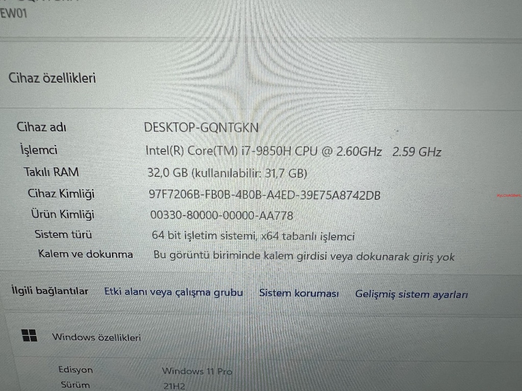 THİNKPAD P53 İ7 9. NESİL 32 GB RAM 512 M2SSD QUADRO T1000 - 5