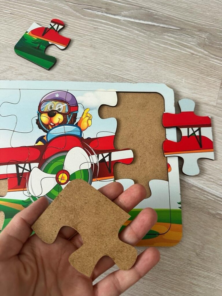 Ahşap 12 Parça Çerçeveli Puzzle Yapboz - 3