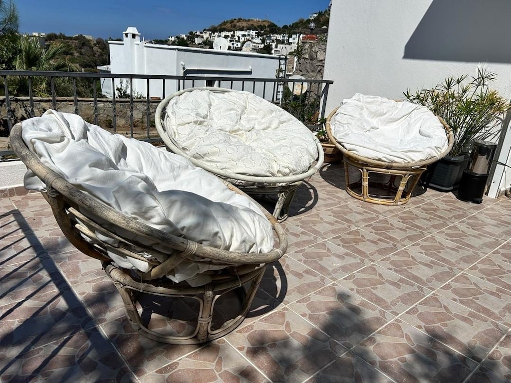 bambu rattan yuvarlak boho mudo chakra stili bahçe koltuk berjer - 3