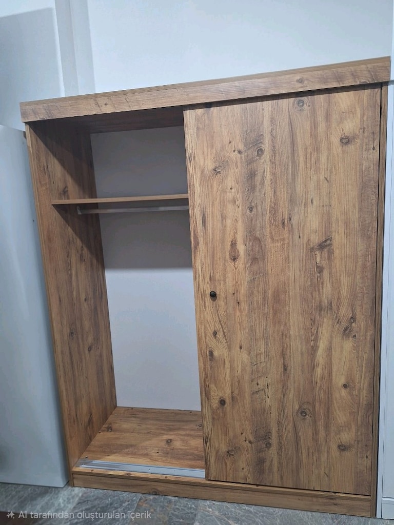 150cm sürgülü gardırop beyaz ve çam rengi mevcut sıfır üründür - 2