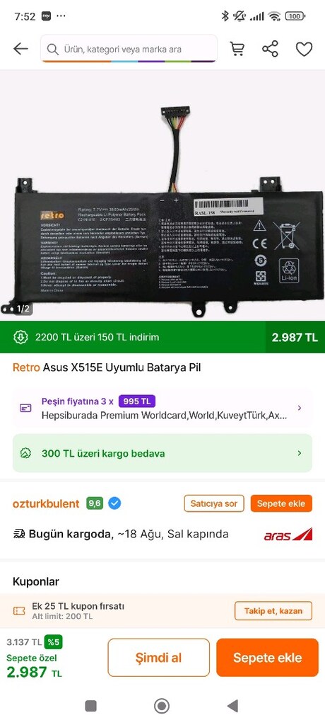 Asus x515e orjinal batarya - 5