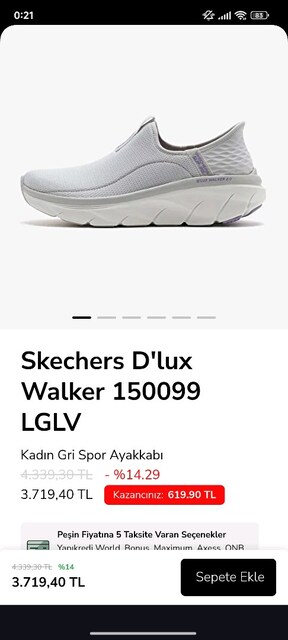 Skechers D'lux Walker 150099 LGLV Kadın Gri Spor Ayakkabı