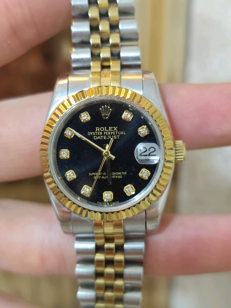 Rolex Datejust Siyah Pırlanta Kadran Kadın Saat - 8