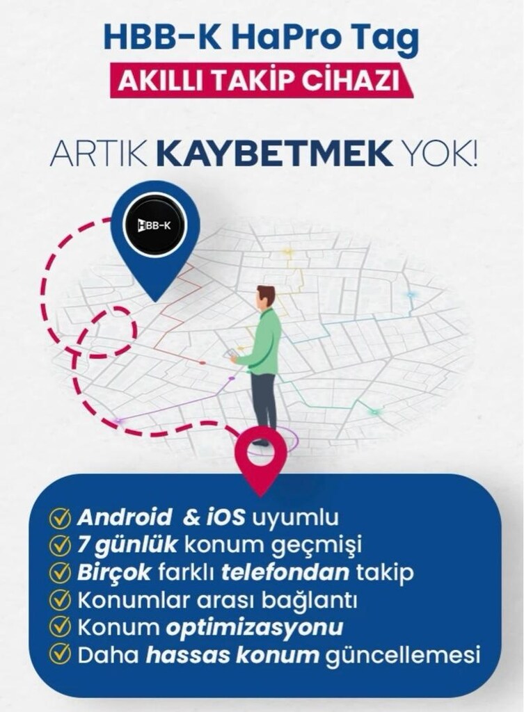 HBB-K HAPRO TAG İOS&ANDROİD UYUMLU AKILLI TAKİP CİHAZI - 8