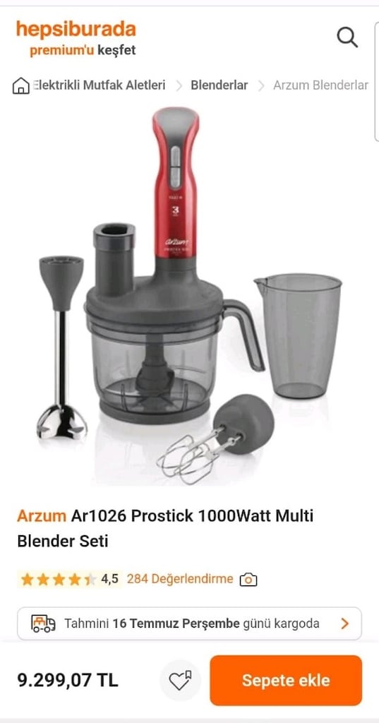 ARZUM {1000 Watt Modern Çift El Blender Seti} - 2
