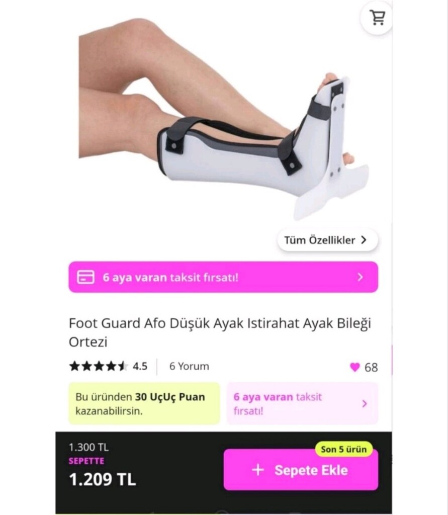 Afo Düşük Ayak Istirahat Ayak Bileği Ortezi Yatak Afosu (Foot Guard) - 12