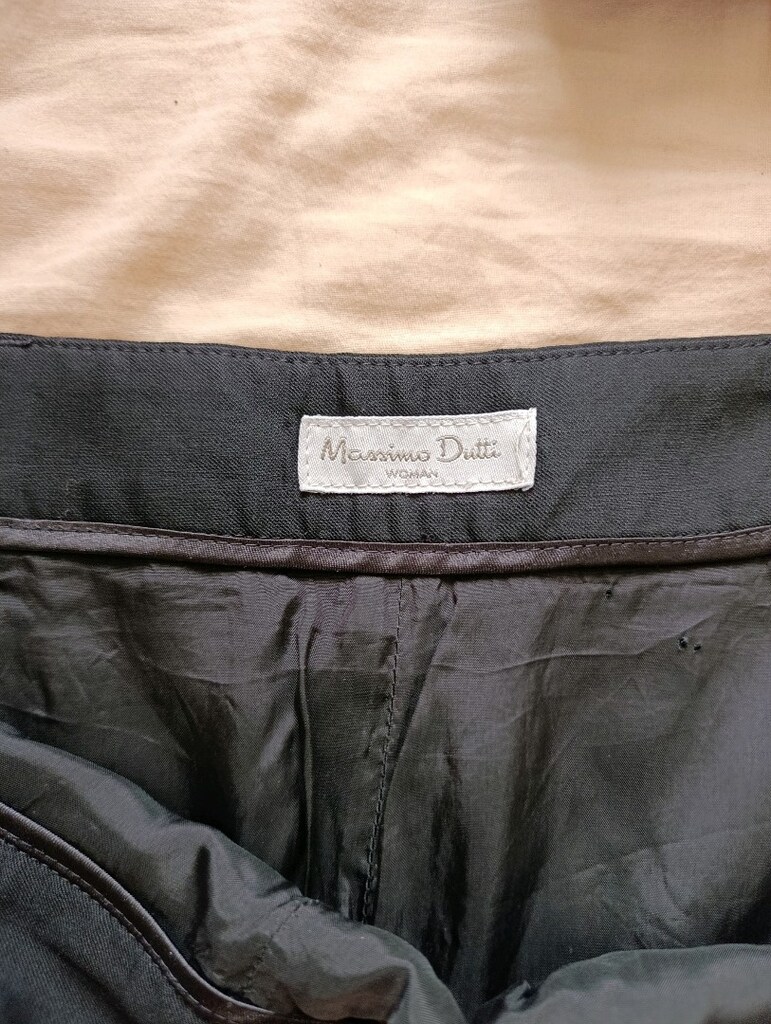 2 etek massimo dutti siyah ve lacivert çizgili kumaş etek - 3