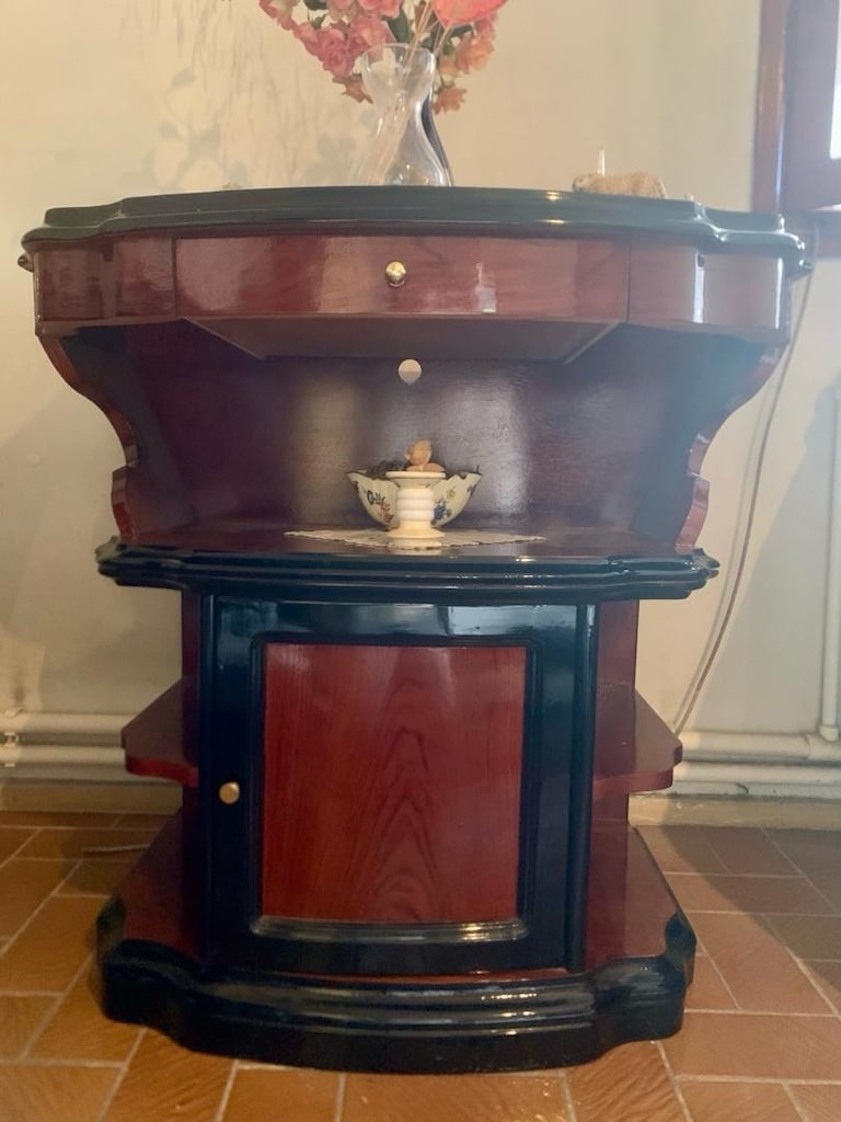 Ceviz konsol, döner üst tabla iki parçalı - 3