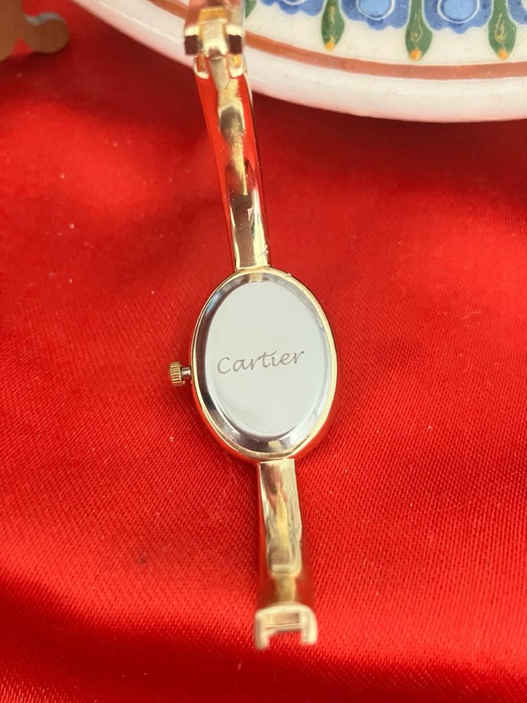 Cartier beyaz Kadranlı Gold Kelepçe Kadın Saat - 9