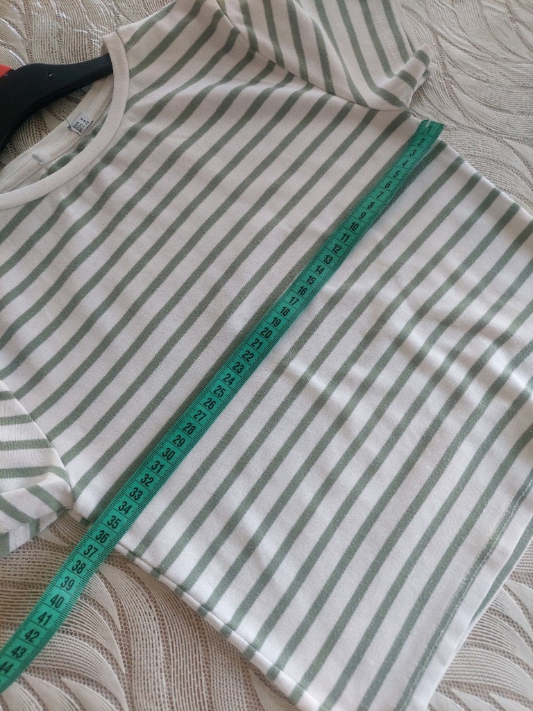 Bayan Yeşil çizgili Çizgili Crop Tişört - 8