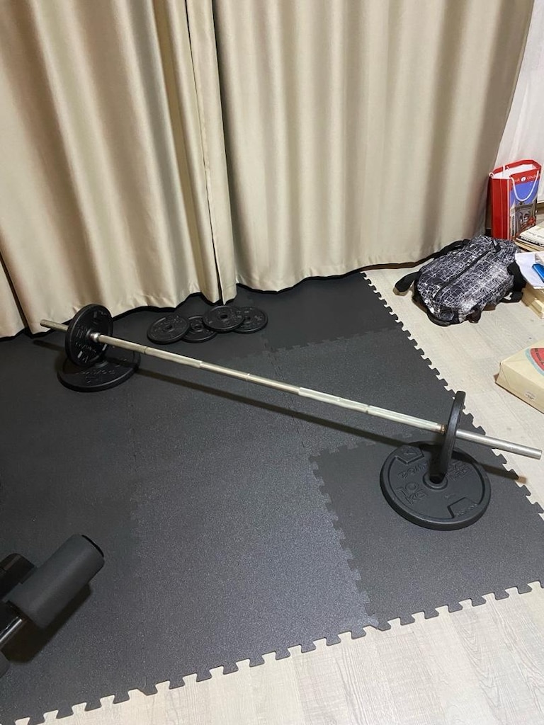 Decathlon Domyos 175 cm Halter Barı + 4x10 kg Döküm Plaka (48,7 kg) - 4
