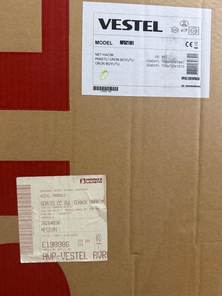 Kapalı kutu sıfır Vestel No-Frost Buzdolabı (NF52101) - 3
