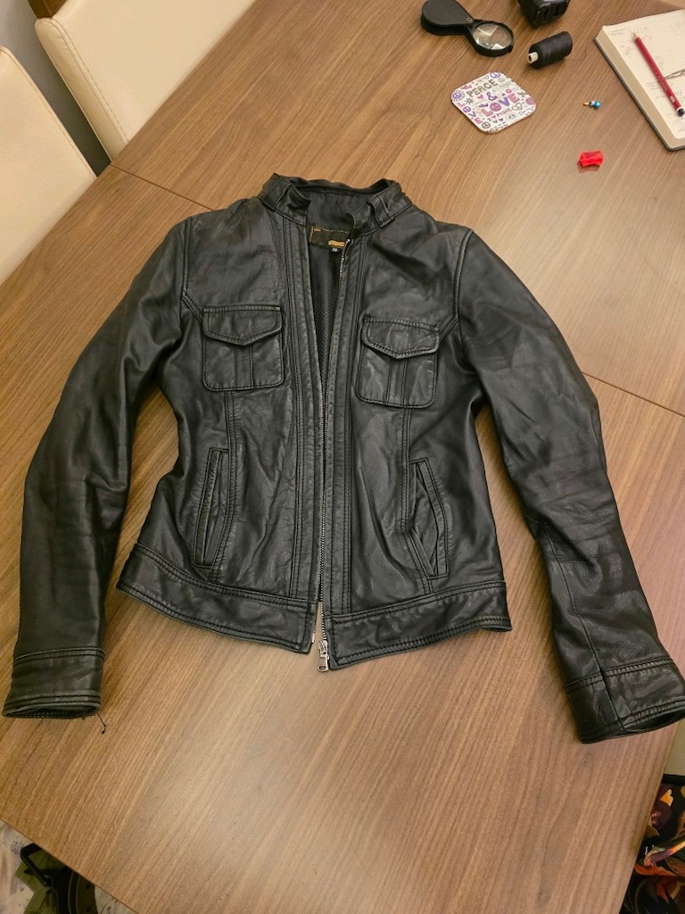 siyah hakiki deri biker ceket - 3