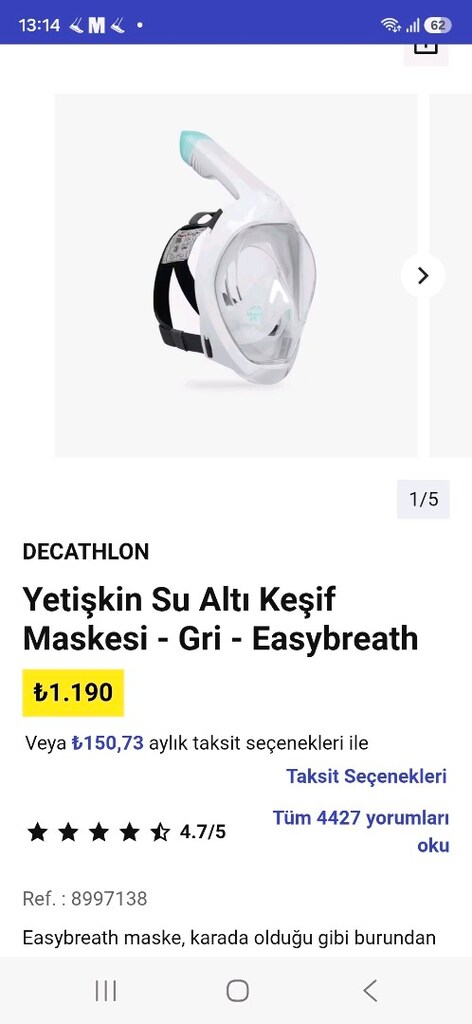 Dalış maskesi (şnorkelli) & Palet - 10