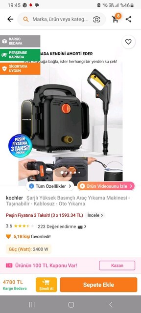 şarjlı araç yıkama makinesi