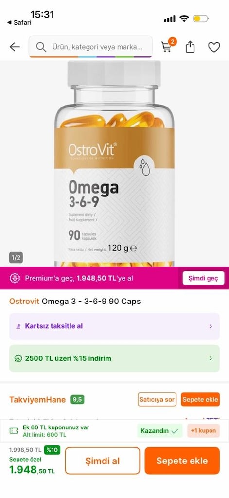 ostrovit omega 3 150 adet kapsül takviye - 2