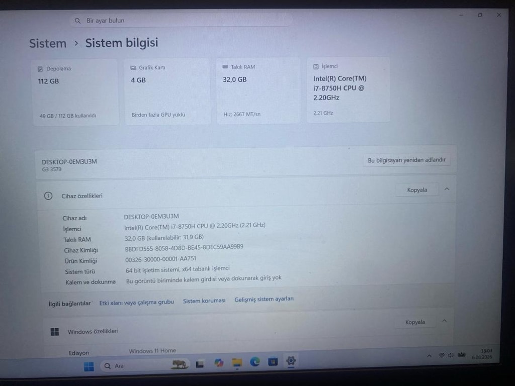 Dell G3 3579 İ7 Gaming Notebook - 10