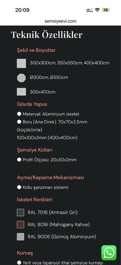 Şemsiye Evi 300x300 Premium 360° Bahçe/Teras Şemsiyesi – İzmir Urla - 5