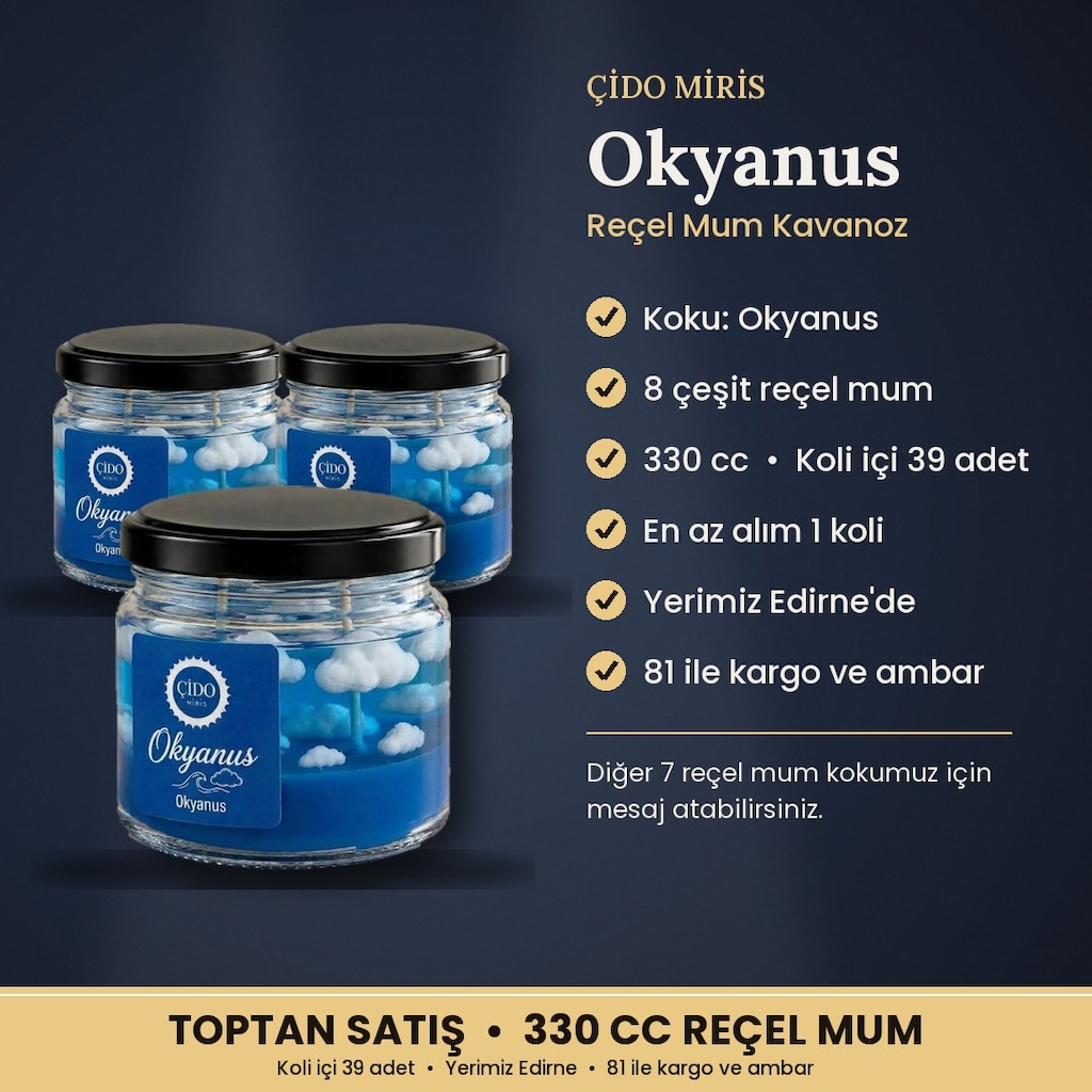 ÇİDO MİRİS KOKULU MUM KAVANOZ 330CC OKYANUS 8 ÇEŞİT - 2