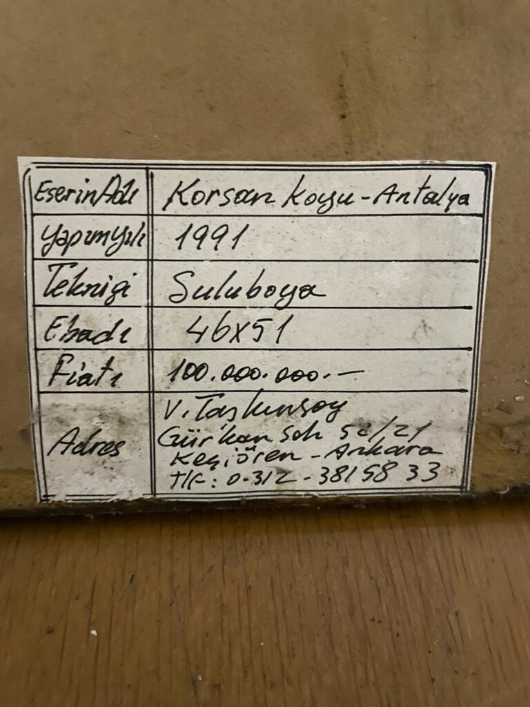 Tablolar yağlı boya ve sulu imzalı boya 6 adet - 10