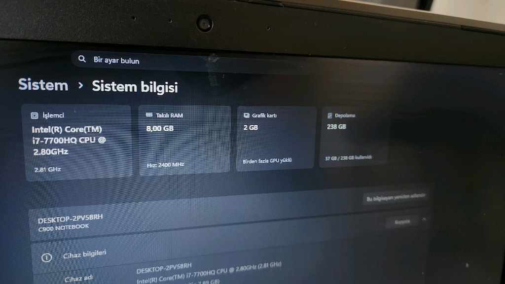 İ7 CPU GTX 1050 VGA 8GB DDR4 256GB SSD - 7