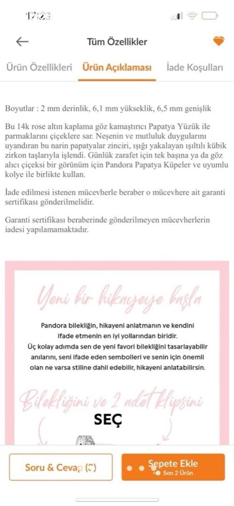 PANDORA PEMBE ALTIN KAPLAMA Papatya Yüzük - 2