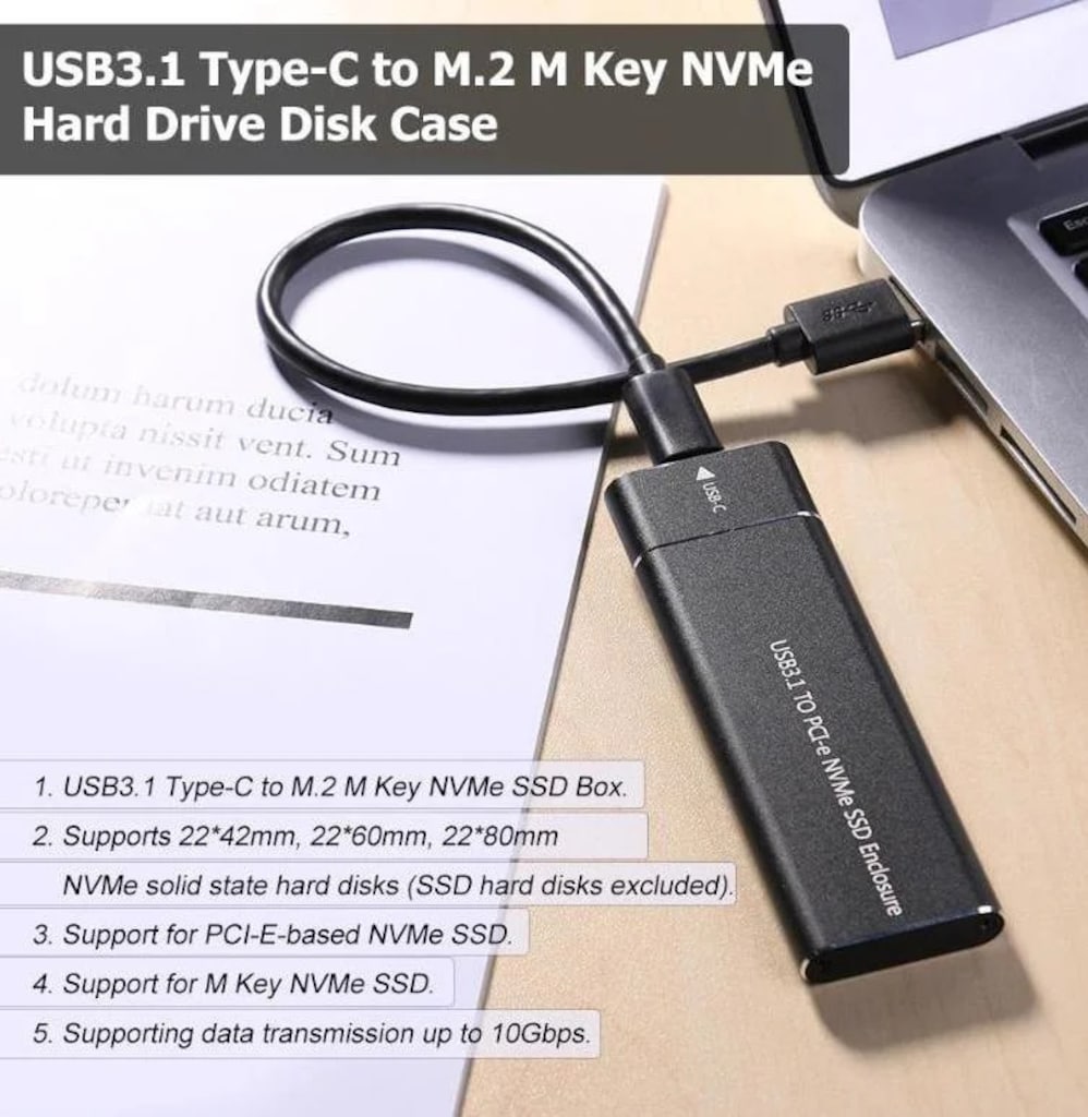USB 3.1 Type-C to PCI-e NVMe & SATA M.2 SSD Disk Kutusu - 5