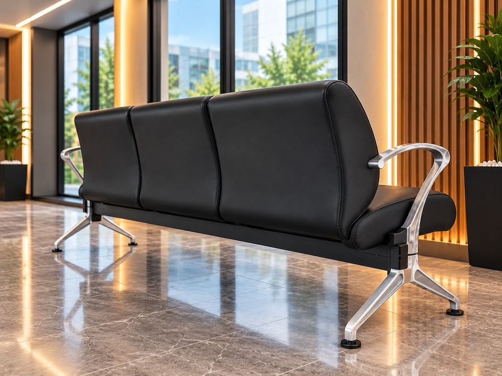 KLAS OFİS ÜSKÜDAR 190x60 CM SİYAH BEKLEME KOLTUĞU İKİNCİ EL - 4