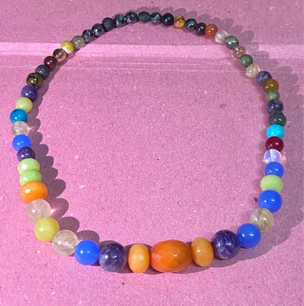Multi Color Doğal Taş Kolye - 26