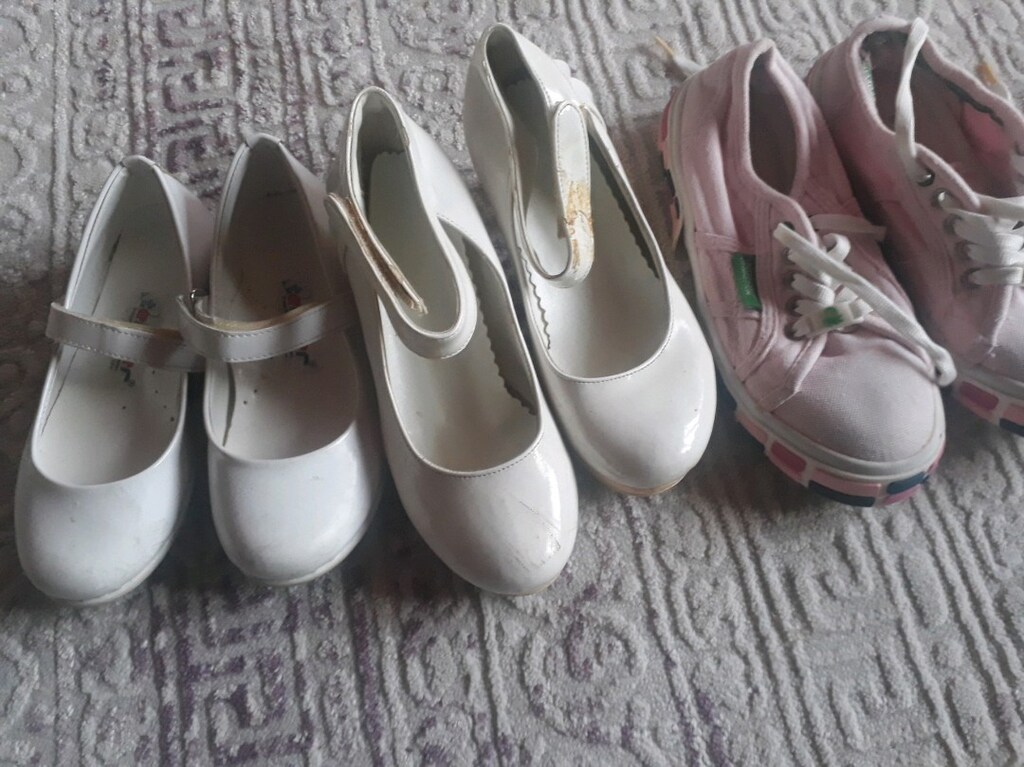 Kız beyaz ayakkabı ve pembe 3 çift - 2