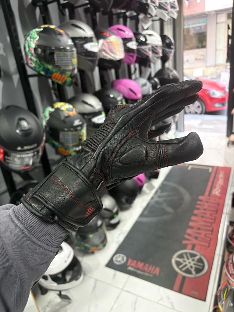 kışlık su geçirmez deri motosiklet motorcu eldiveni - 6