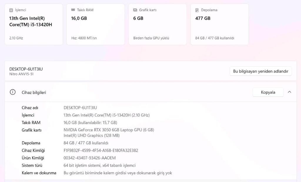 i5 13. Nesil Acer Nitro G@ming garantili oyun canavarı laptop - 10