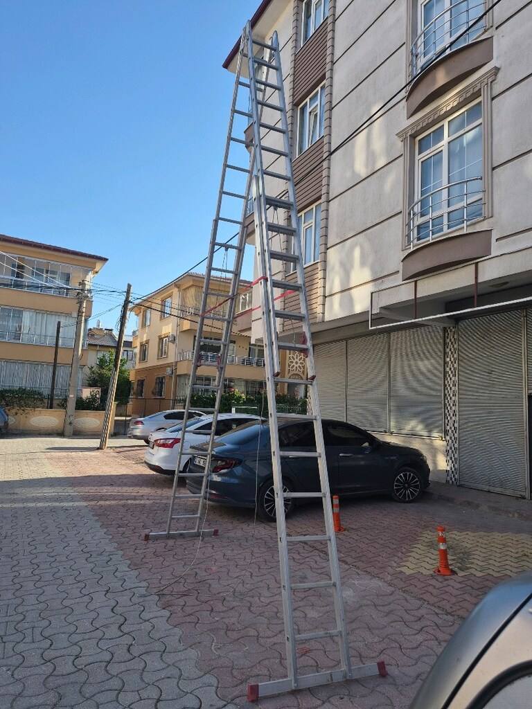 aliminyum sürgülü 4 kademeli ipli merdiven ikinci el sıfır ayarında - 2