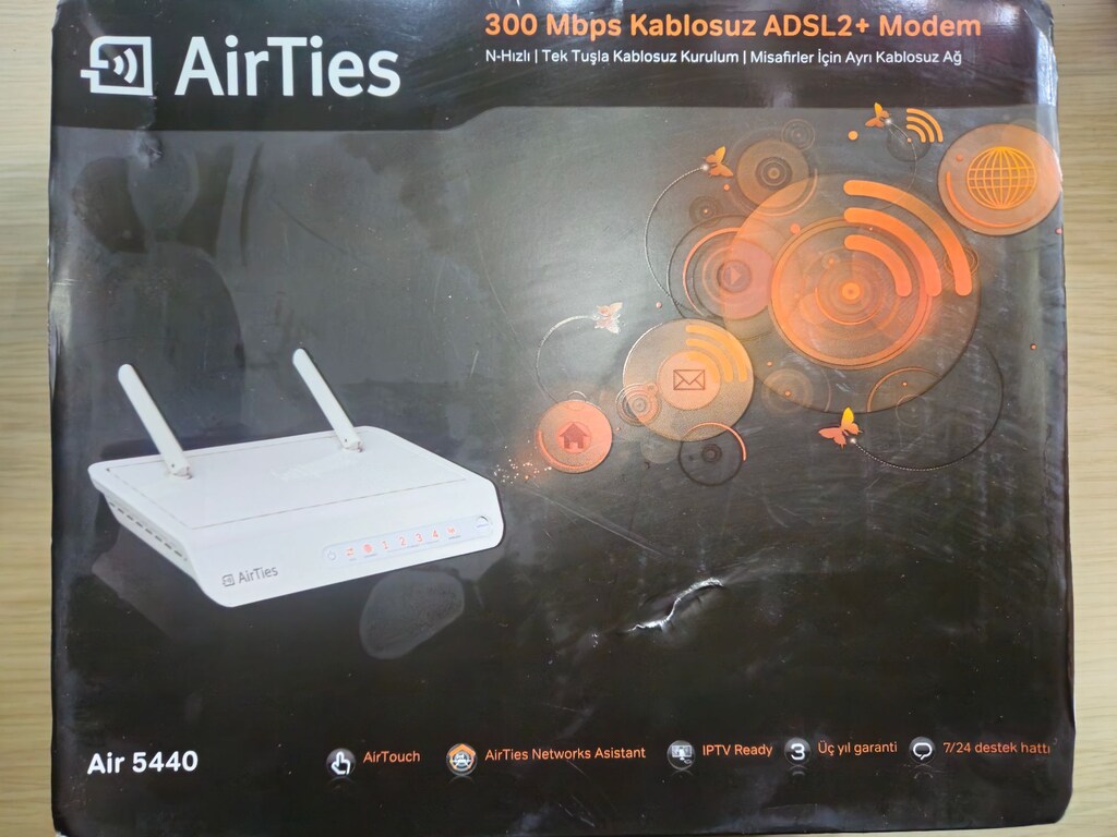 Airties ADSL 300 mps modem sıfır kutusunda