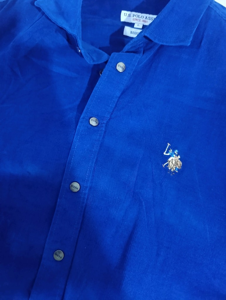 U.S. Polo Assn marka, Kadife Gömlek Saks Mavisi - 5