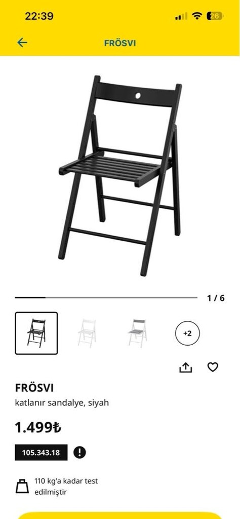 FRÖSVI ikea katlanır sandalye, siyah-knisa koyu gri - 3