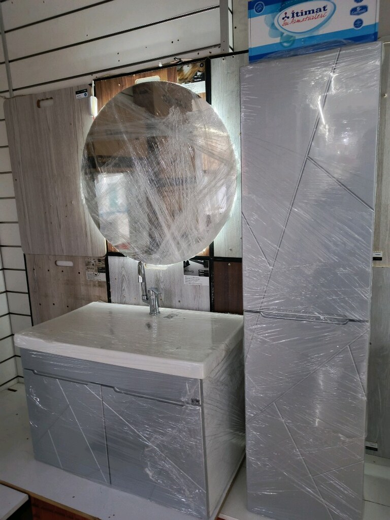 80cm mebran kapakli banyo dolabi - 10