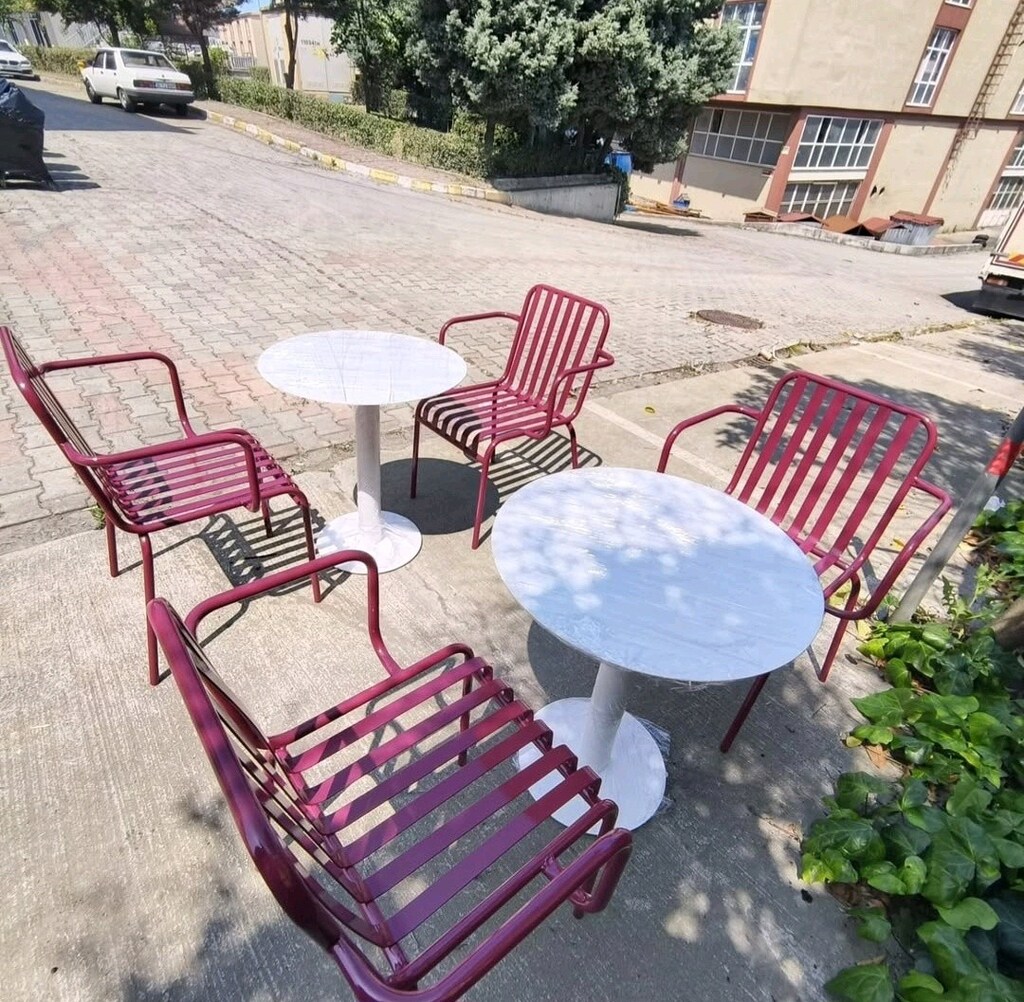 DEMİR MASA SANDALYE TAKIMI, METAL MASA VE SANDALYE DIŞ MEKANA UYGUN - 3