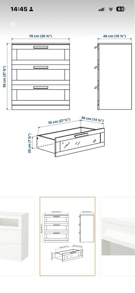 ikea 3 çekmeceli şifonyer - 4