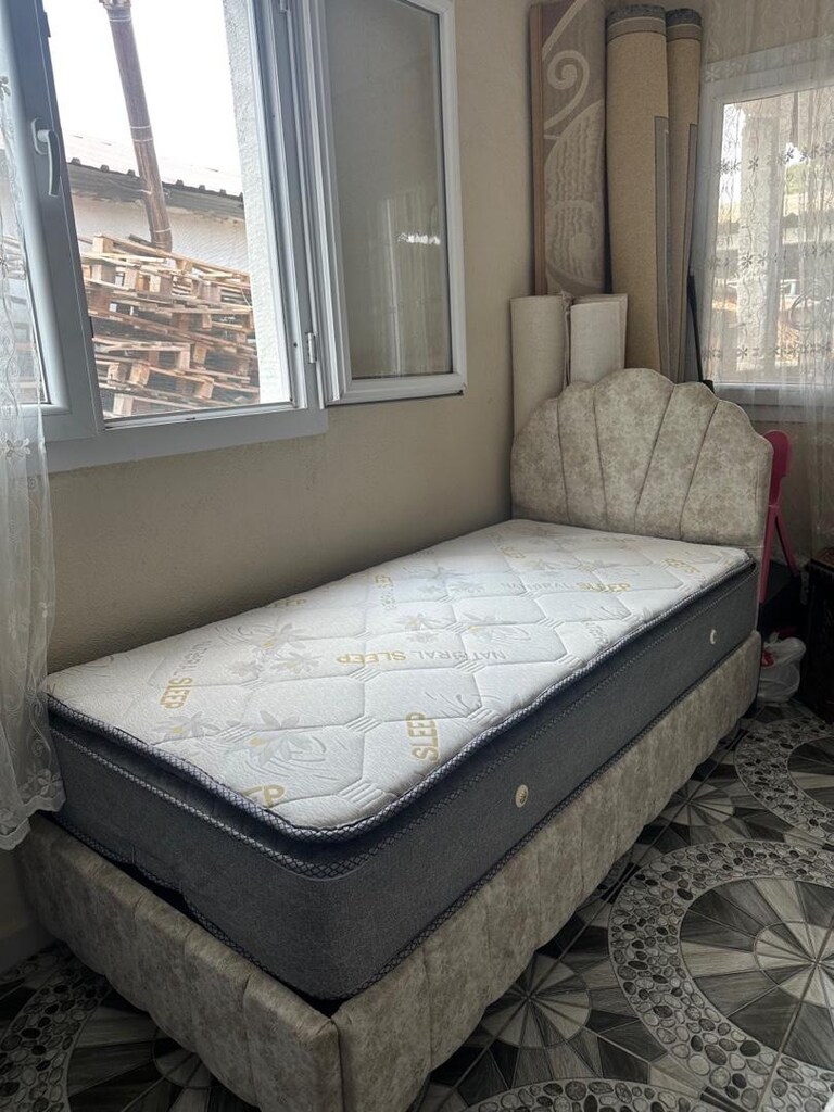 ultra lüks tek kişilik 90 × 190 baza başlık gerçek Petli yatak sıfır - 3