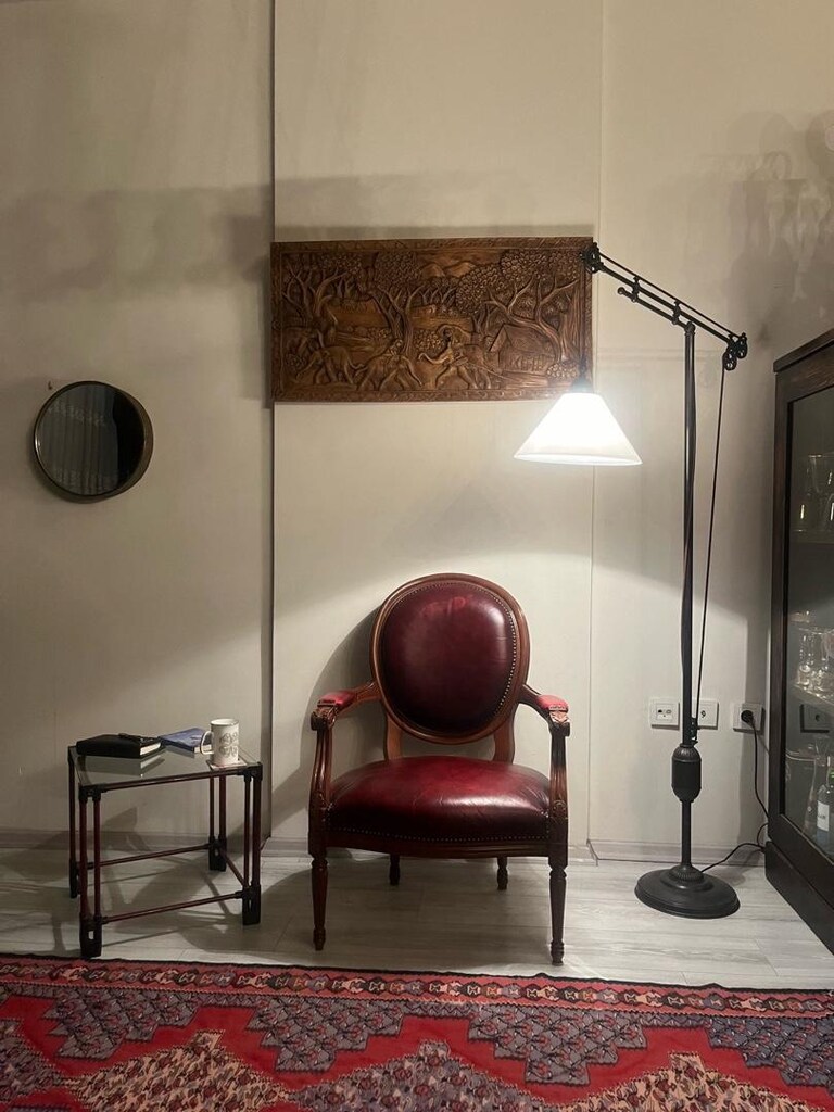 Asansörlü Opal Camlı Bronz Lambader - 4