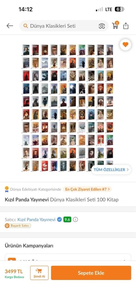 DÜNYA KLASİKLERİ 100 LÜ SET