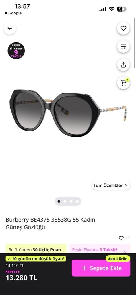 Burberry kadın güneş gözlüğü - 6